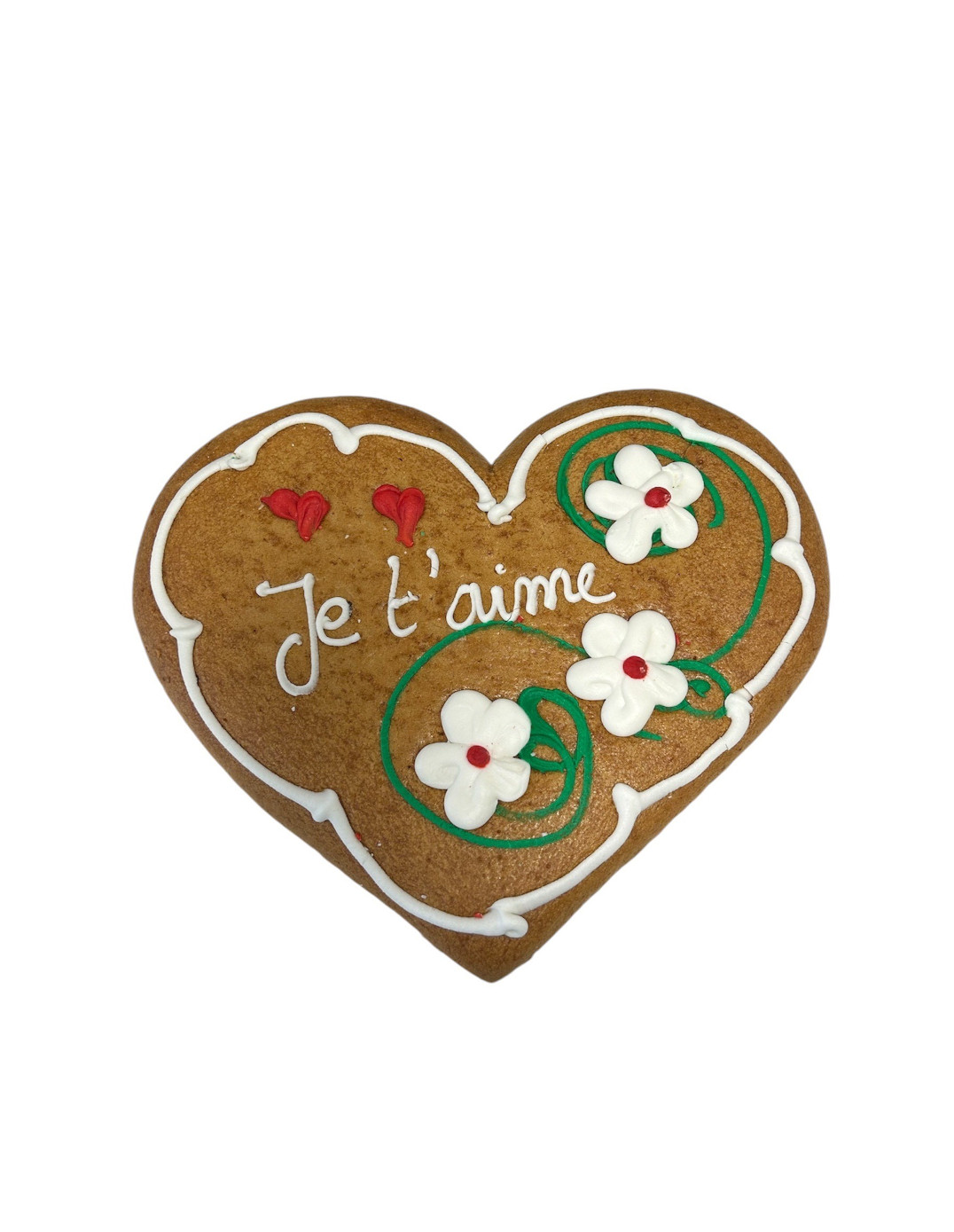 Pain d'épices d'Alsace forme coeur décor fleurs 