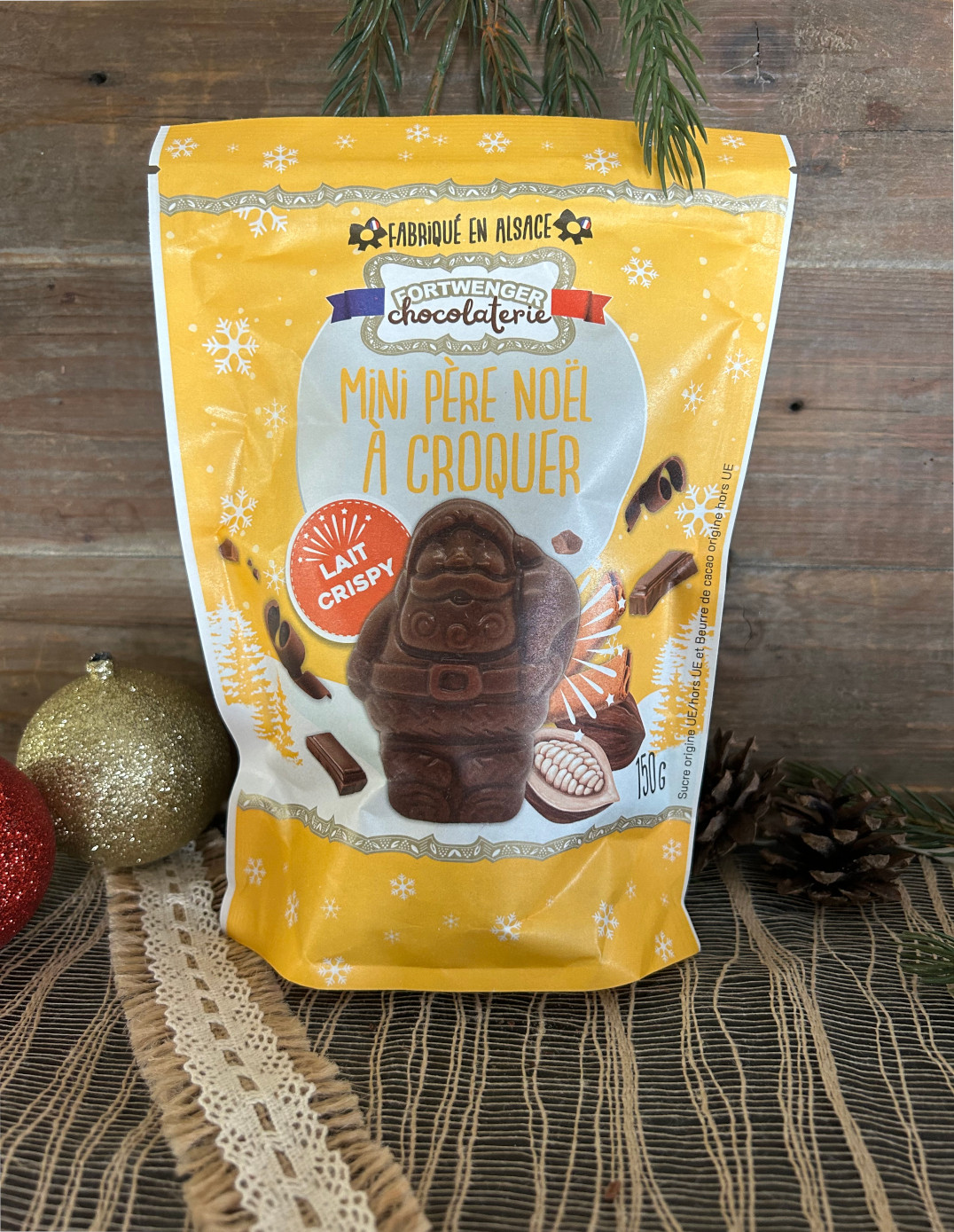 Mini Père Noël à croquer - Chocolat au lait crispy 150g