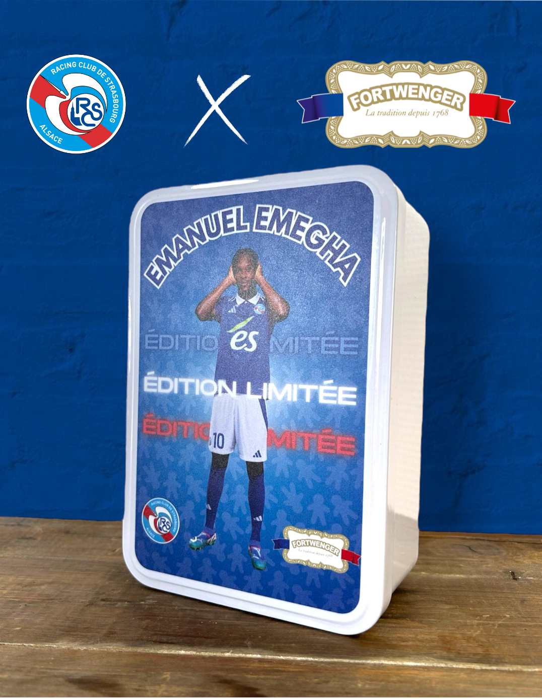 Boîte à sucre Joueur RCSA garnie petits gâteaux 300g