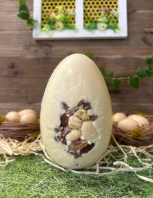 Œuf création mendiant 13 cm - Chocolat blanc 150g