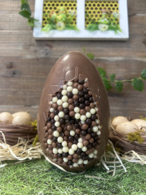 Œuf création perles 13 cm - Chocolat lait 150g