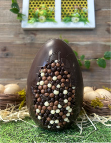 Œuf création perles 13 cm - Chocolat noir 150g