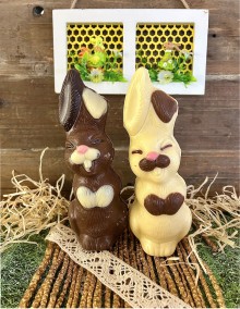 Duo Lapins souriants - Chocolat lait et blanc 200g