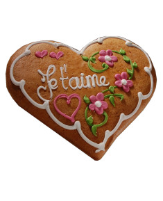 Pain d'épices d'Alsace forme coeur décor fleurs 